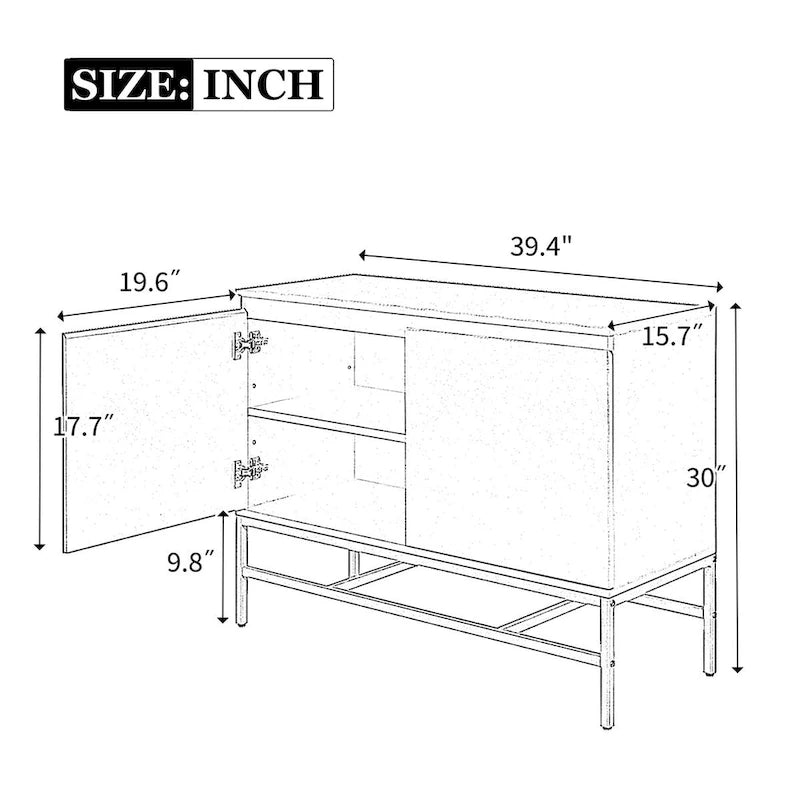 Two Door Sideboard with Gold Metal Legs