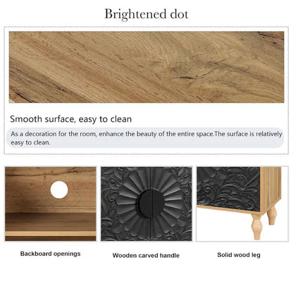 Carved Symmetrical Design Door And Wood Coloured Frame For TV Stand Table,Living Room ,Entryway