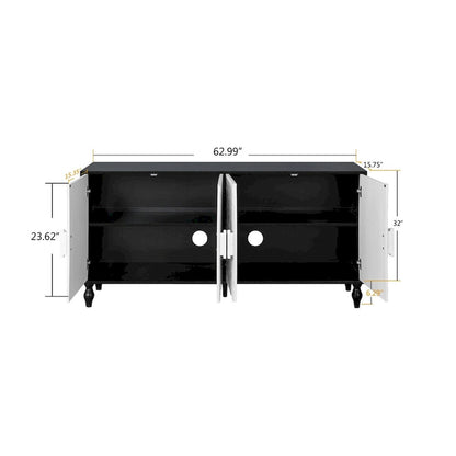 Carved Symmetrical Design Door And Wood Coloured Frame For TV Stand Table,Living Room ,Entryway