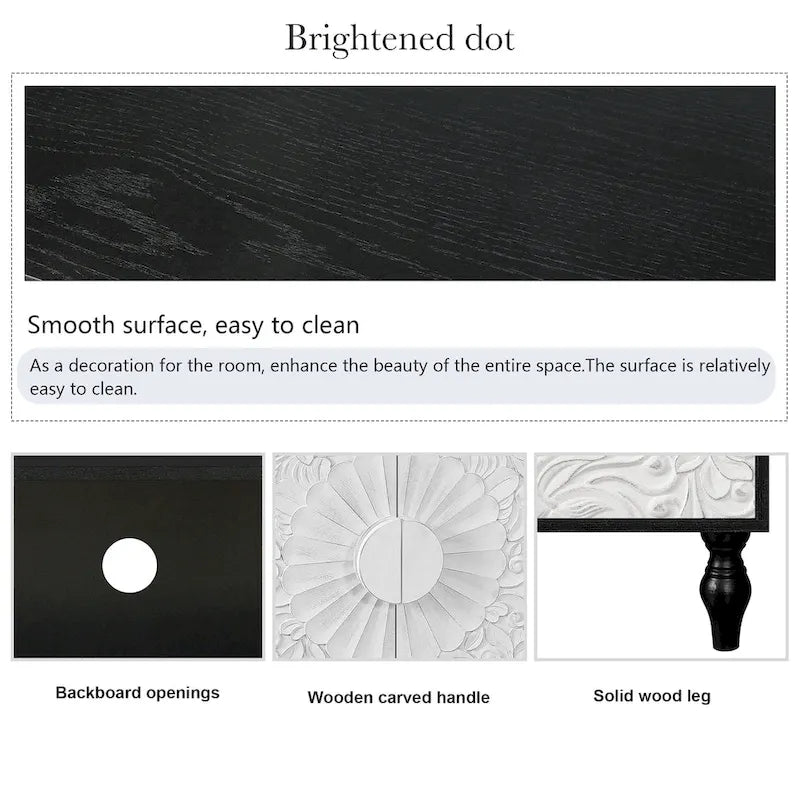 Carved Symmetrical Design Door And Wood Coloured Frame For TV Stand Table,Living Room ,Entryway