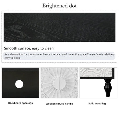 Carved Symmetrical Design Door And Wood Coloured Frame For TV Stand Table,Living Room ,Entryway