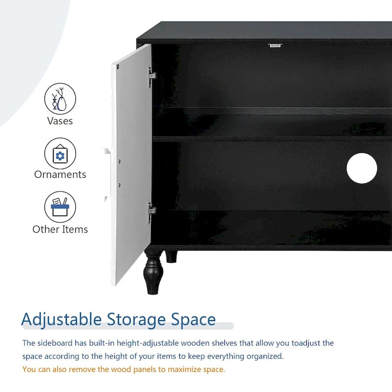 Carved Symmetrical Design Door And Wood Coloured Frame For TV Stand Table,Living Room ,Entryway