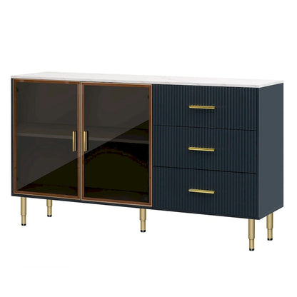 Modern Sideboard with Metal Legs and Handles - 60W x 16D x 36H