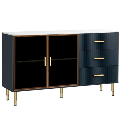 Modern Sideboard with Metal Legs and Handles - 60W x 16D x 36H
