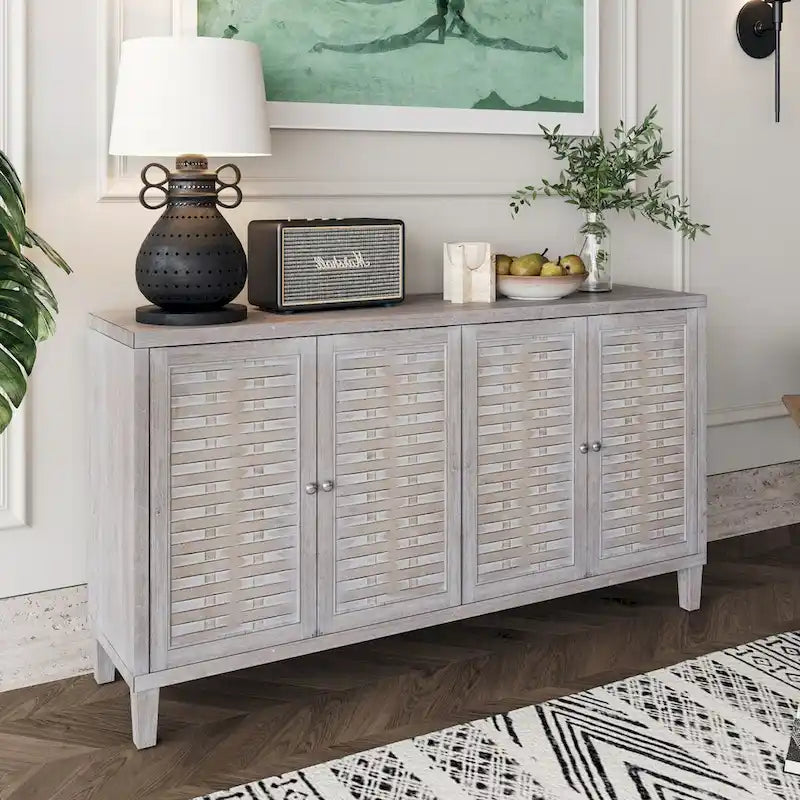 Accent Cabinet 4 Door Wooden Cabinet Sideboard Buffet