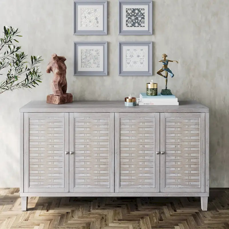 Accent Cabinet 4 Door Wooden Cabinet Sideboard Buffet