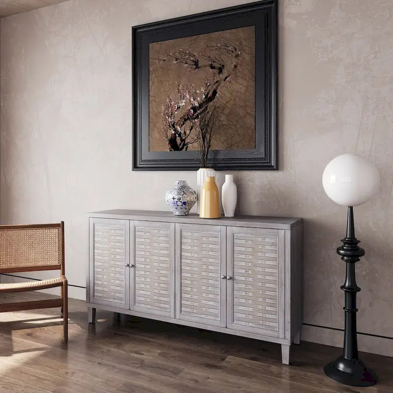 Accent Cabinet 4 Door Wooden Cabinet Sideboard Buffet