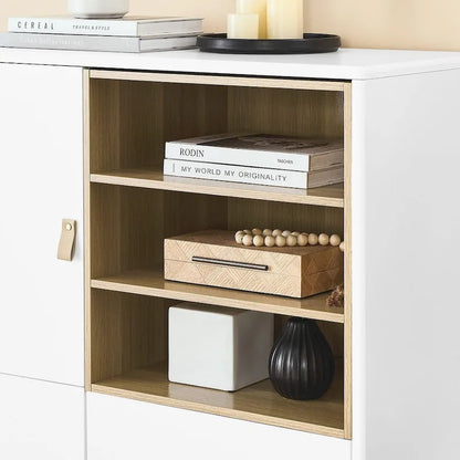 3 Doors Wooden Cabinet with Leather Handle