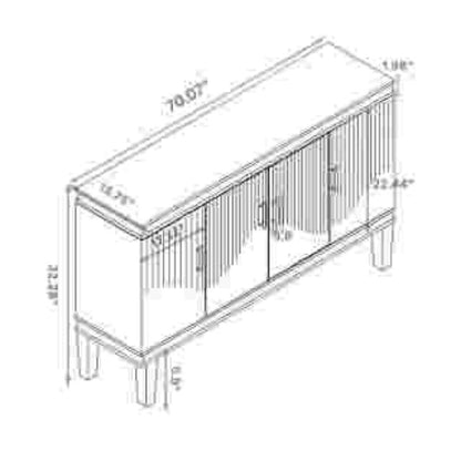 70.07Large 4-Door Cabinet, Modern Storage Cabinet Sideboard with Adjustable Shelves, Wood Accent Cabinet Buffet Cabinet