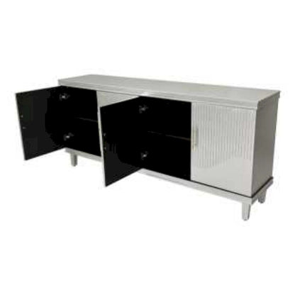 70.07Large 4-Door Cabinet, Modern Storage Cabinet Sideboard with Adjustable Shelves, Wood Accent Cabinet Buffet Cabinet