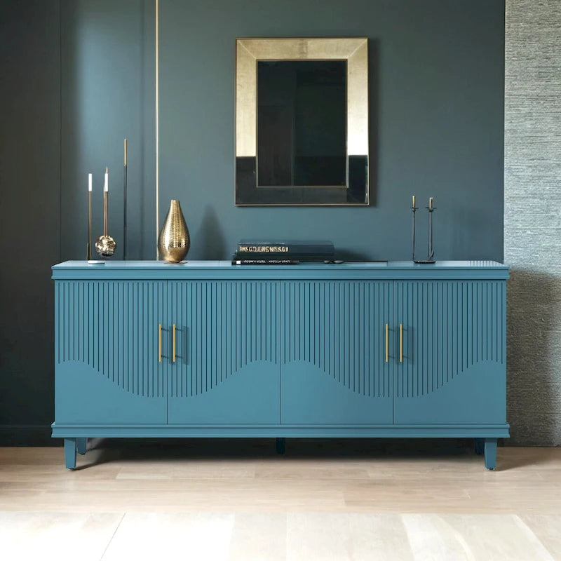 70.07Large 4-Door Cabinet, Modern Storage Cabinet Sideboard with Adjustable Shelves, Wood Accent Cabinet Buffet Cabinet