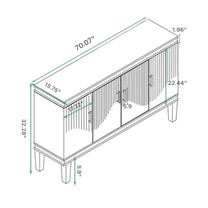 70.07Large 4-Door Cabinet, Modern Storage Cabinet Sideboard with Adjustable Shelves, Wood Accent Cabinet Buffet Cabinet