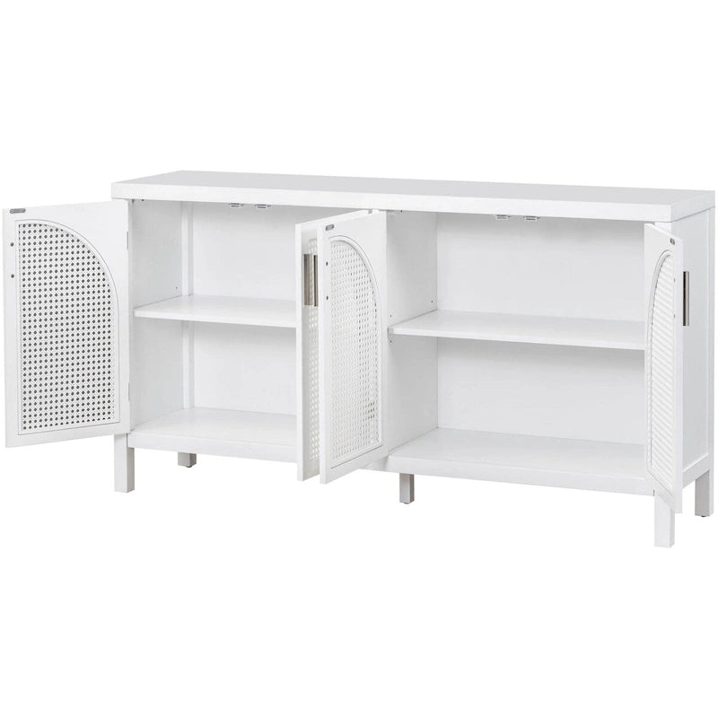 Sideboard with Artificial Rattan Door and Metal Handles - 47.2L x 11.8W x 31.5H