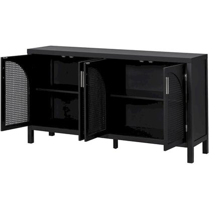 Sideboard with Artificial Rattan Door and Metal Handles - 47.2L x 11.8W x 31.5H
