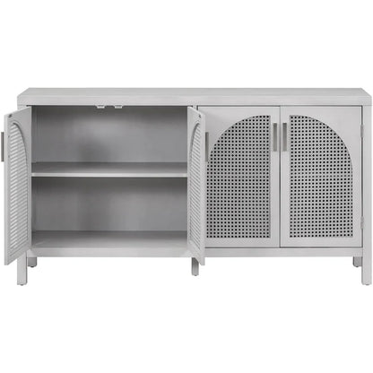 Sideboard with Artificial Rattan Door and Metal Handles - 47.2L x 11.8W x 31.5H