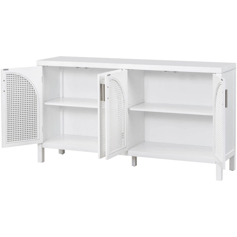 Sideboard with Artificial Rattan Door and Metal Handles - 47.2L x 11.8W x 31.5H