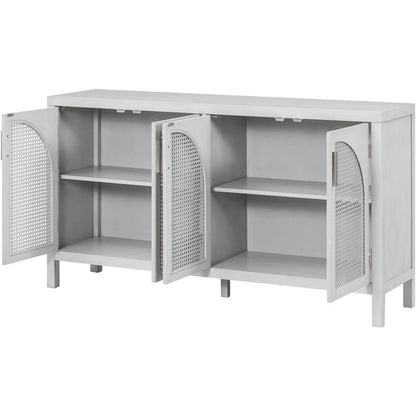 Sideboard with Artificial Rattan Door and Metal Handles - 47.2L x 11.8W x 31.5H