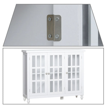 Stylish Minimalist Wooden Sideboard with Three Glass Cabinet Doors