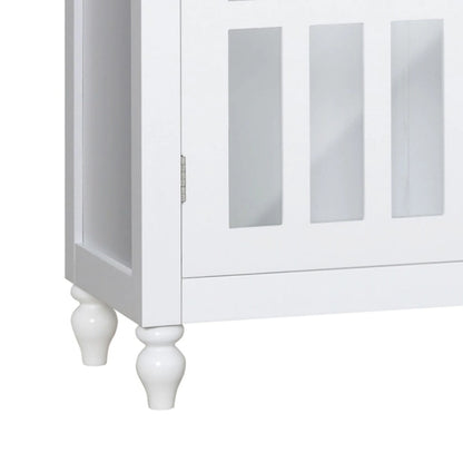 Stylish Minimalist Wooden Sideboard with Three Glass Cabinet Doors