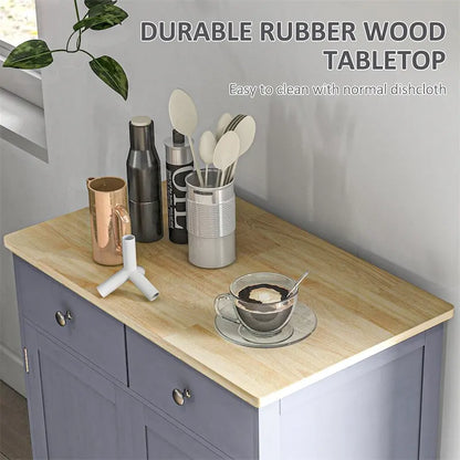 Double Door Sideboard Buffet Cabinet with Drawers and Adjustable Shelf