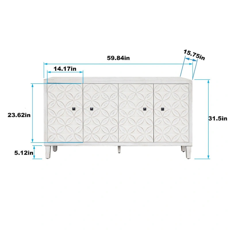 Accent Cabinet 4 Door Wooden Cabinet Sideboard Buffet Server Cabinet