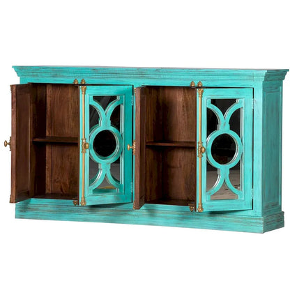 Maadze 71 4-Glass Door Kitchen Accent Buffet Sideboard Cabinet