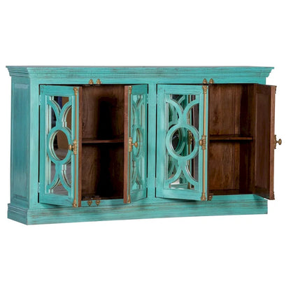 Maadze 71 4-Glass Door Kitchen Accent Buffet Sideboard Cabinet