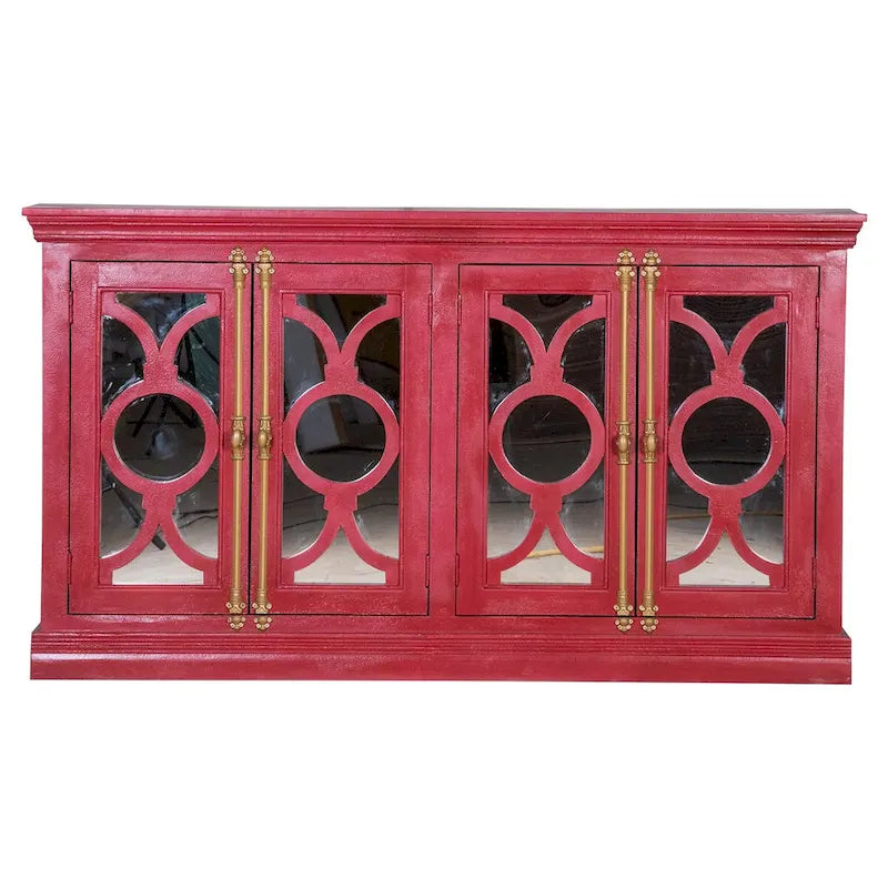 Maadze 71 4-Glass Door Kitchen Accent Buffet Sideboard Cabinet
