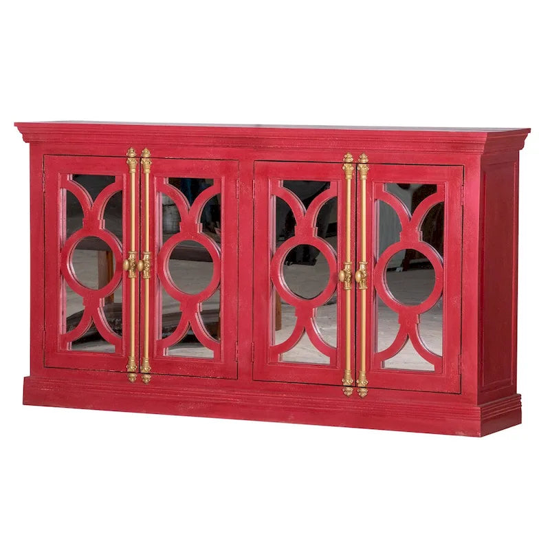 Maadze 71 4-Glass Door Kitchen Accent Buffet Sideboard Cabinet