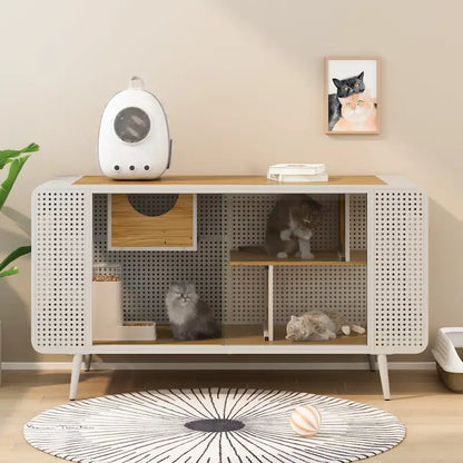 55.12 Spacious Cat House with Tempered Glass