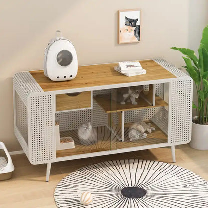 55.12 Spacious Cat House with Tempered Glass