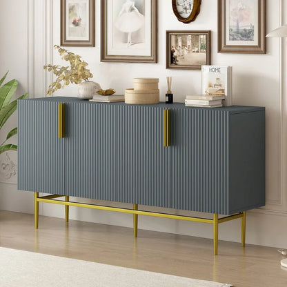 TREXM Modern Elegant 4-door Sideboard Gold Metal Handle Buffet Cabinet for Dining Room, Living Room, Bedroom, Hallway