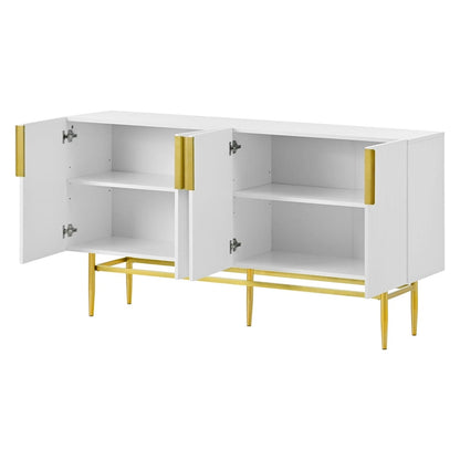 TREXM Modern Elegant 4-door Sideboard Gold Metal Handle Buffet Cabinet for Dining Room, Living Room, Bedroom, Hallway