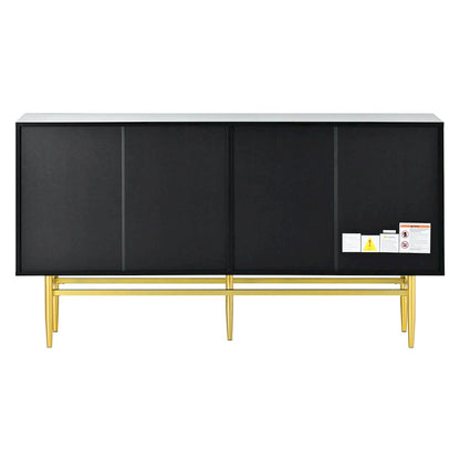 TREXM Modern Elegant 4-door Sideboard Gold Metal Handle Buffet Cabinet for Dining Room, Living Room, Bedroom, Hallway