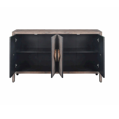 Antique Four Door Cabinet withCarved Flower Door Handle