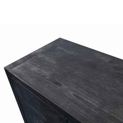 Antique Four Door Cabinet withCarved Flower Door Handle