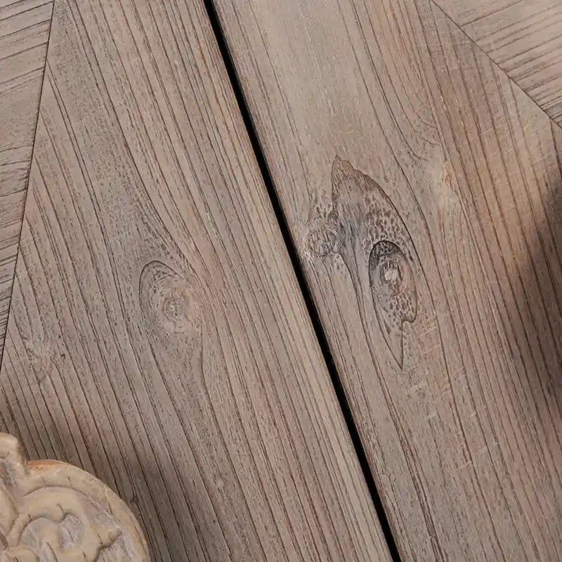 Antique Four Door Cabinet withCarved Flower Door Handle