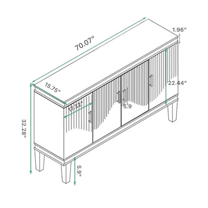 70.07Large Size 4-Door Cabinet, Same as Living Room, Kitchen, Bedroom, Hallway (Champagne)