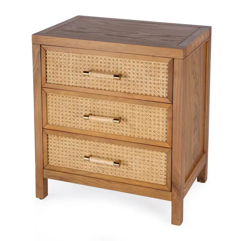 Mesa Cane and Solid Wood 3 Drawer Chest