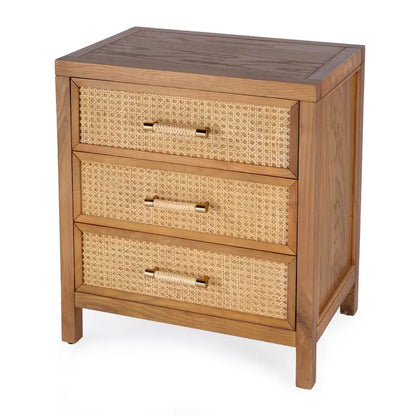 Mesa Cane and Solid Wood 3 Drawer Chest