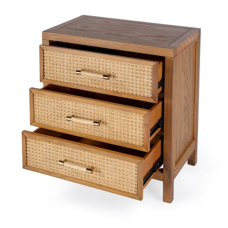 Mesa Cane and Solid Wood 3 Drawer Chest