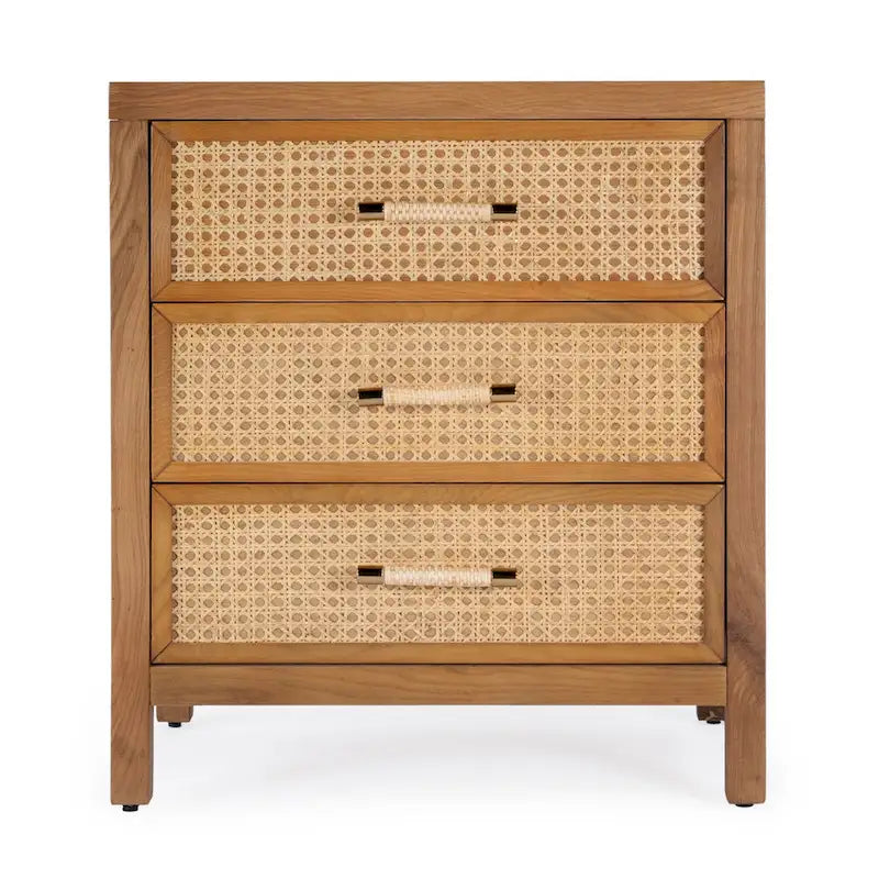 Mesa Cane and Solid Wood 3 Drawer Chest