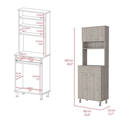 Pantry Piacenza,Two Double Door Cabinet, Light Gray Finish,High quality and durable