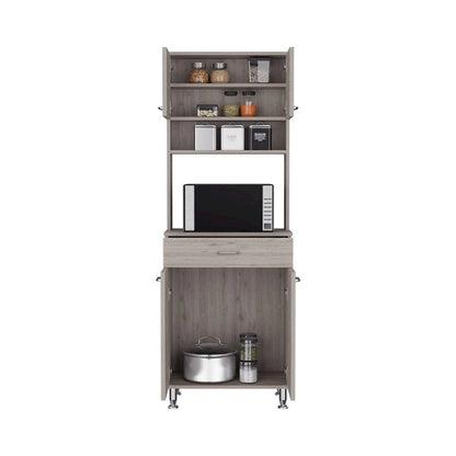 Pantry Piacenza,Two Double Door Cabinet, Light Gray Finish,High quality and durable