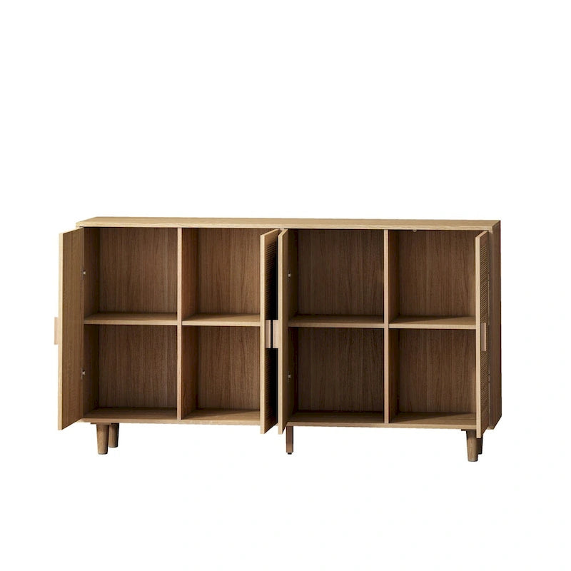 62.20 Elegant and Functional 4-Door Rattan Decorative Storage Cabinet,for Bedroom,Living Room,Office,Easy Assembly