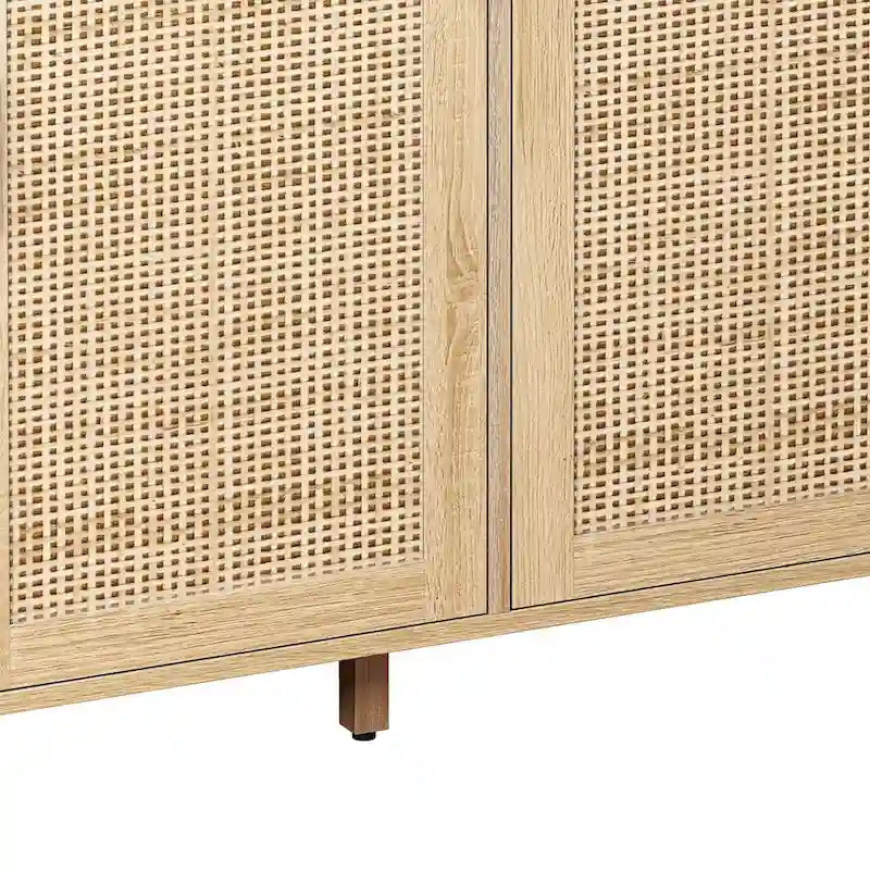 62.20 Elegant and Functional 4-Door Rattan Decorative Storage Cabinet,for Bedroom,Living Room,Office,Easy Assembly