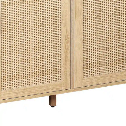 62.20 Elegant and Functional 4-Door Rattan Decorative Storage Cabinet,for Bedroom,Living Room,Office,Easy Assembly