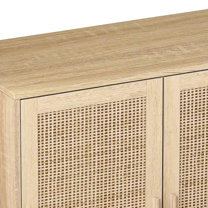 62.20 Elegant and Functional 4-Door Rattan Decorative Storage Cabinet,for Bedroom,Living Room,Office,Easy Assembly