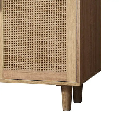 62.20 Elegant and Functional 4-Door Rattan Decorative Storage Cabinet,for Bedroom,Living Room,Office,Easy Assembly