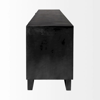 Alvin Brown Solid Wood With Black Metal Frame 3 Drawer 2 Cabinet Door Sideboard - 82.0L x 20.0W x 30.0H